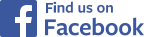 Facebook logo and text - Find Us On Facebook