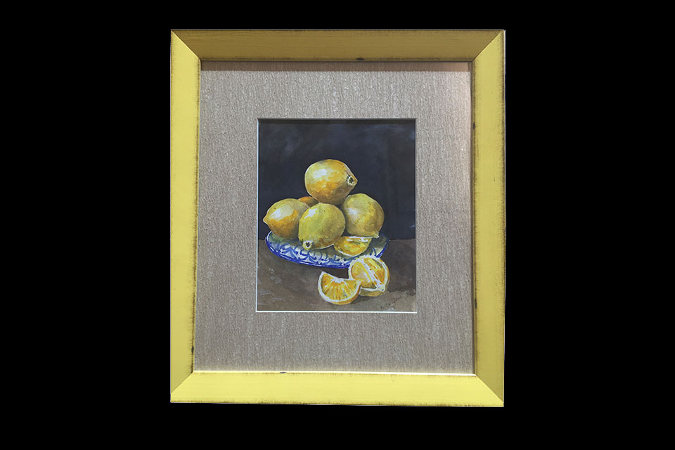watercolor painting of lemons
