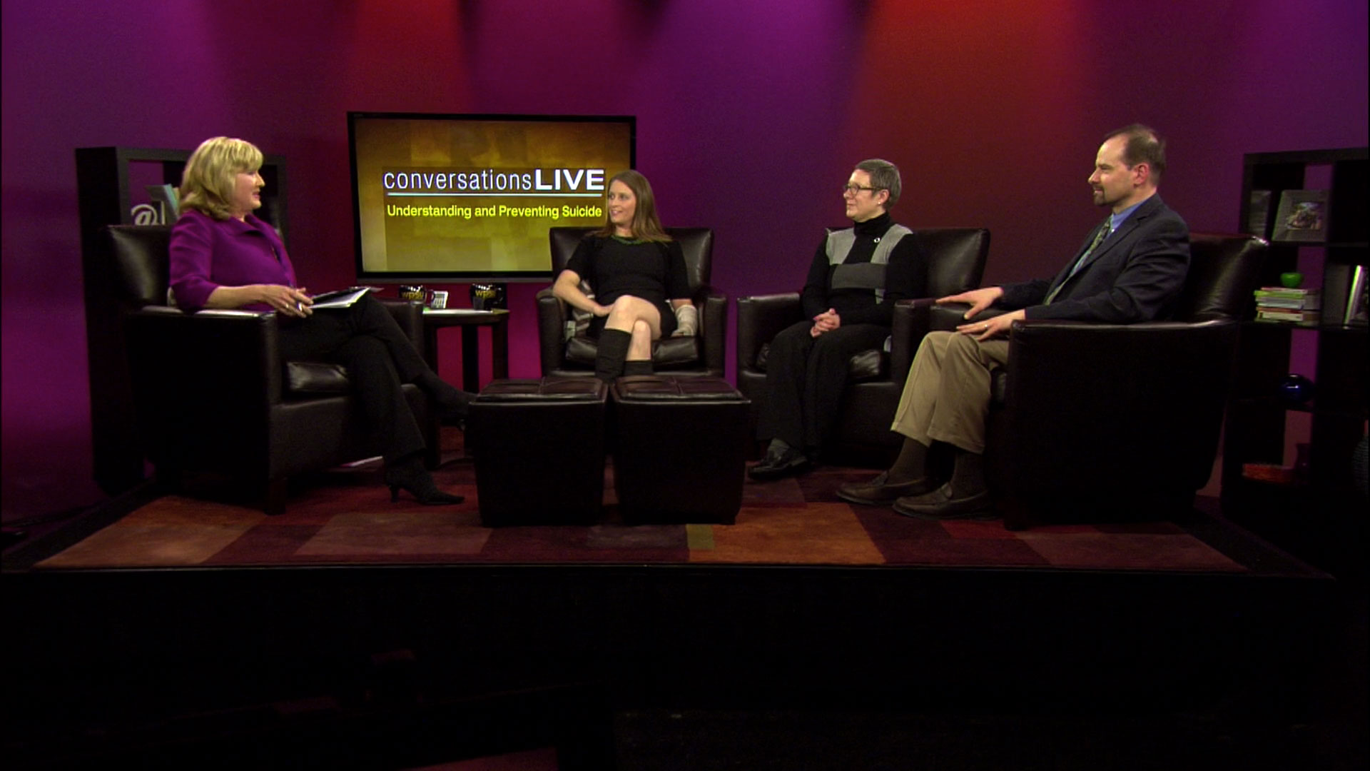 Patty Satalia and guests on the set of Conversations Live