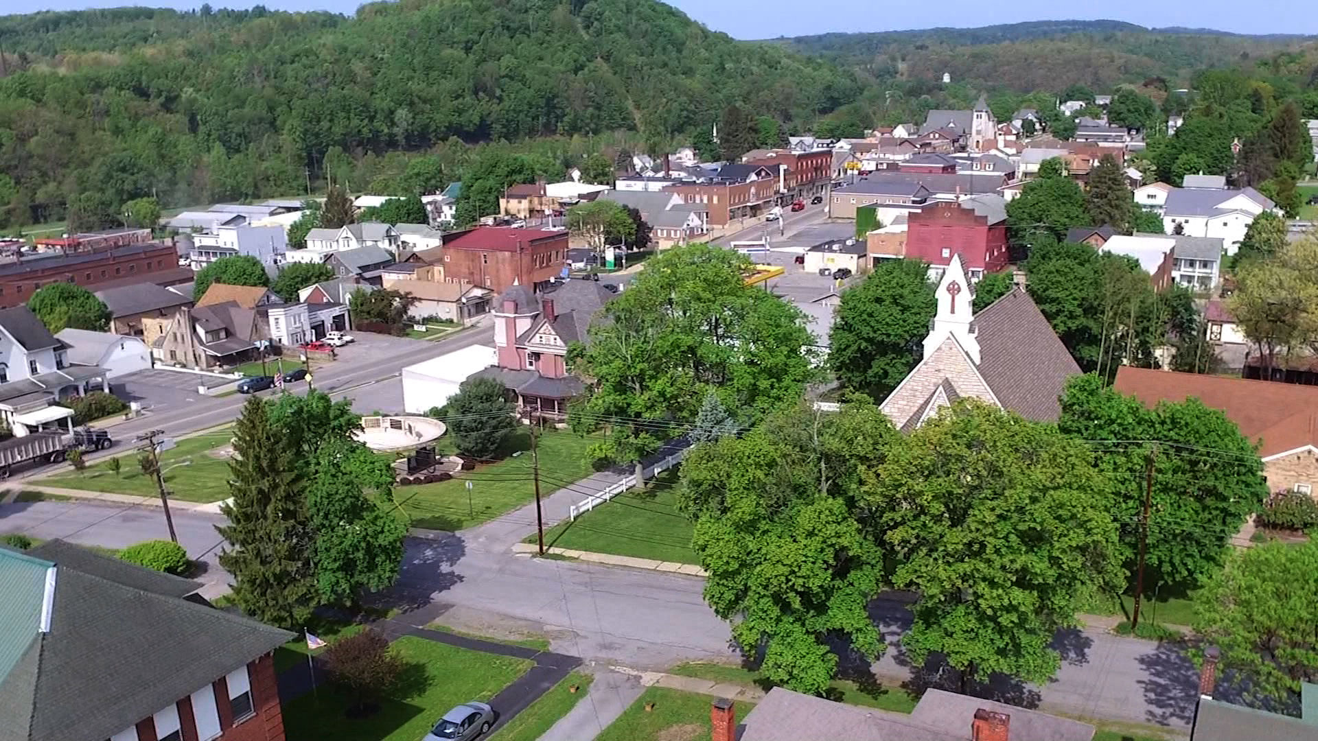 Aerial view of community in Curwensville, PA