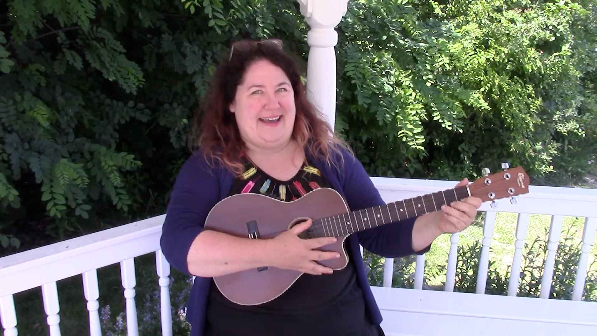 Melanie playing ukulele
