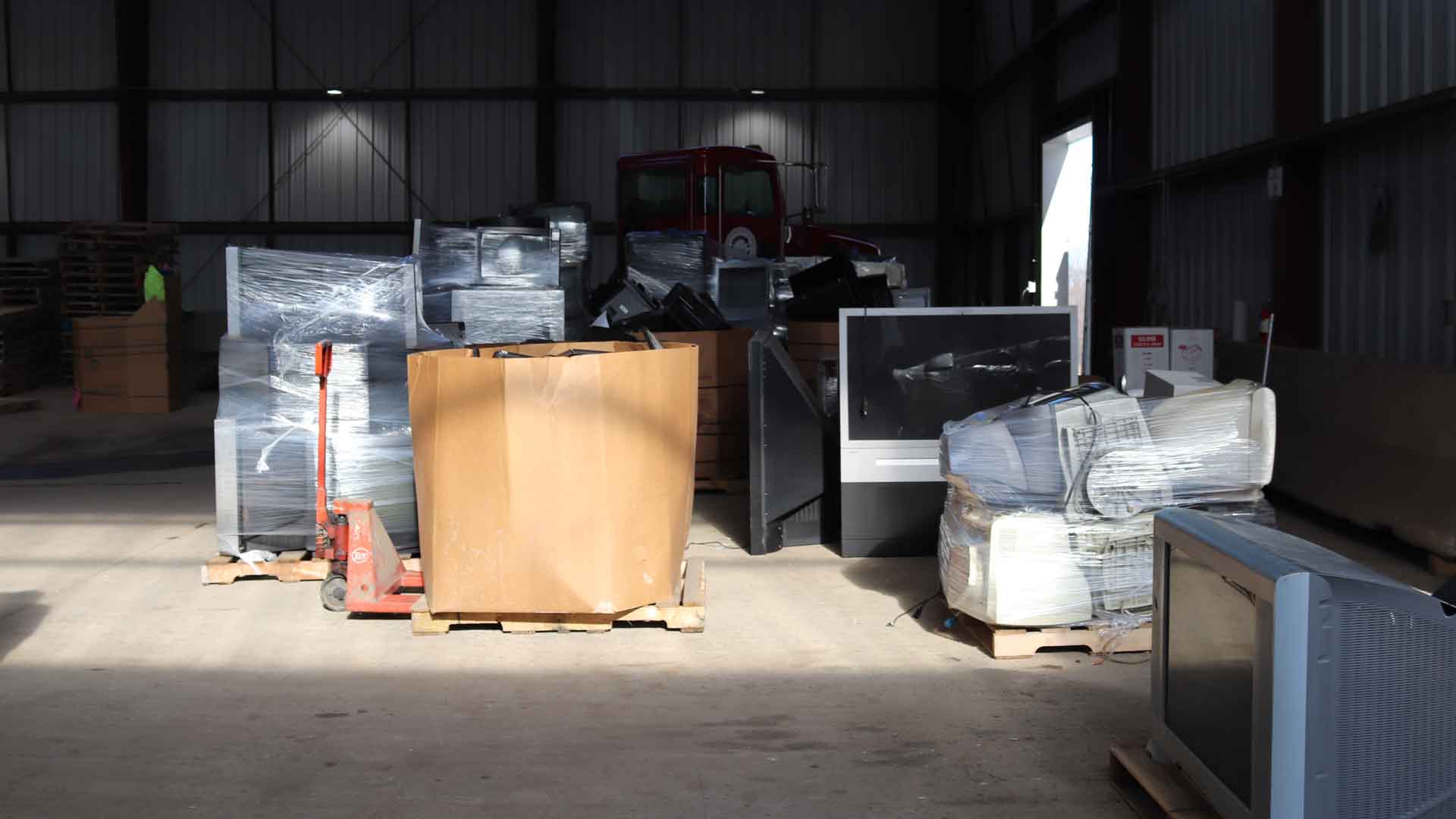 large pile of cardboard bales