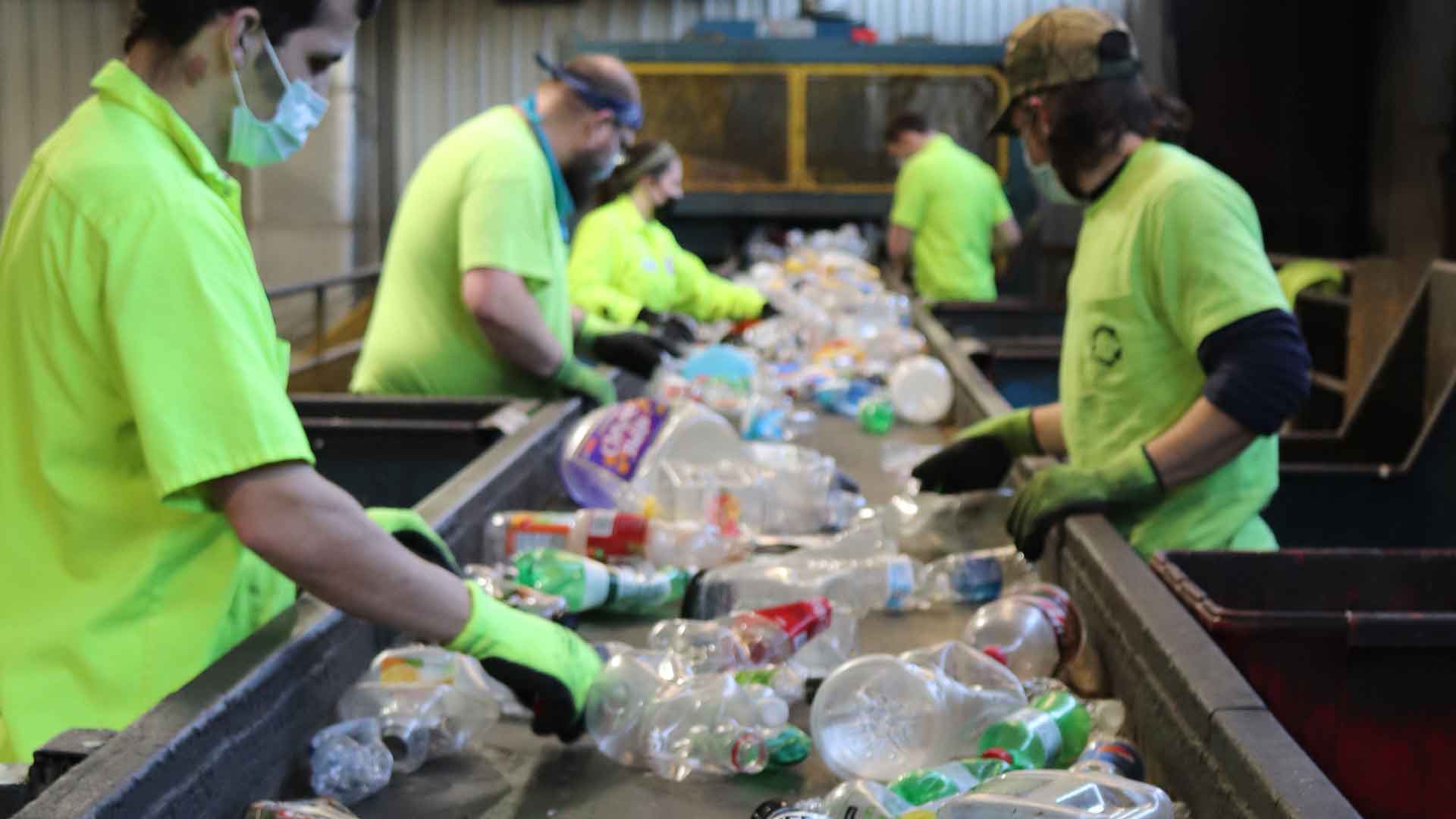 plastic being sorted for recycling