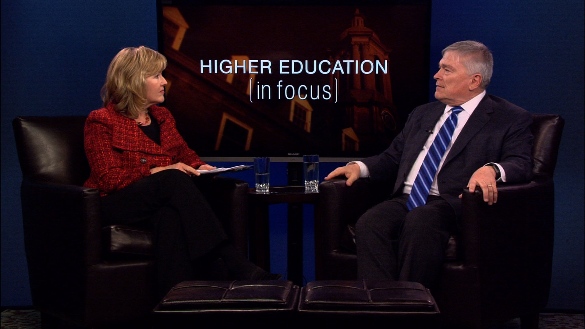 Patty Satalia and Eric Barron on the set of Higher Education in Focus