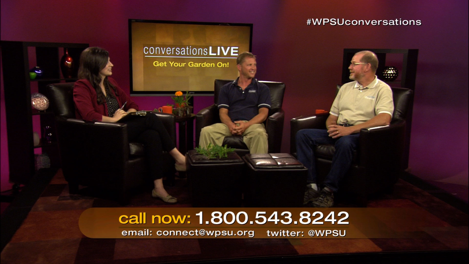 Lindsey Whissel, Tom Butzler and John Esslinger on the set of Conversations Live