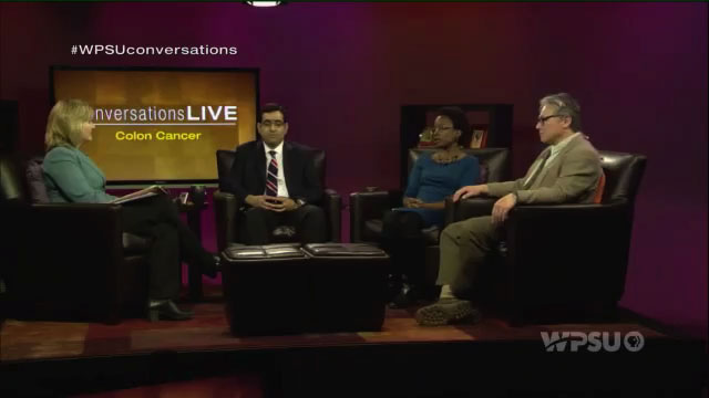 Patty Satalia and guests, Hassan Sheikh, Cheraine Stanford, and Robert Khoo on the set of Conversations Live