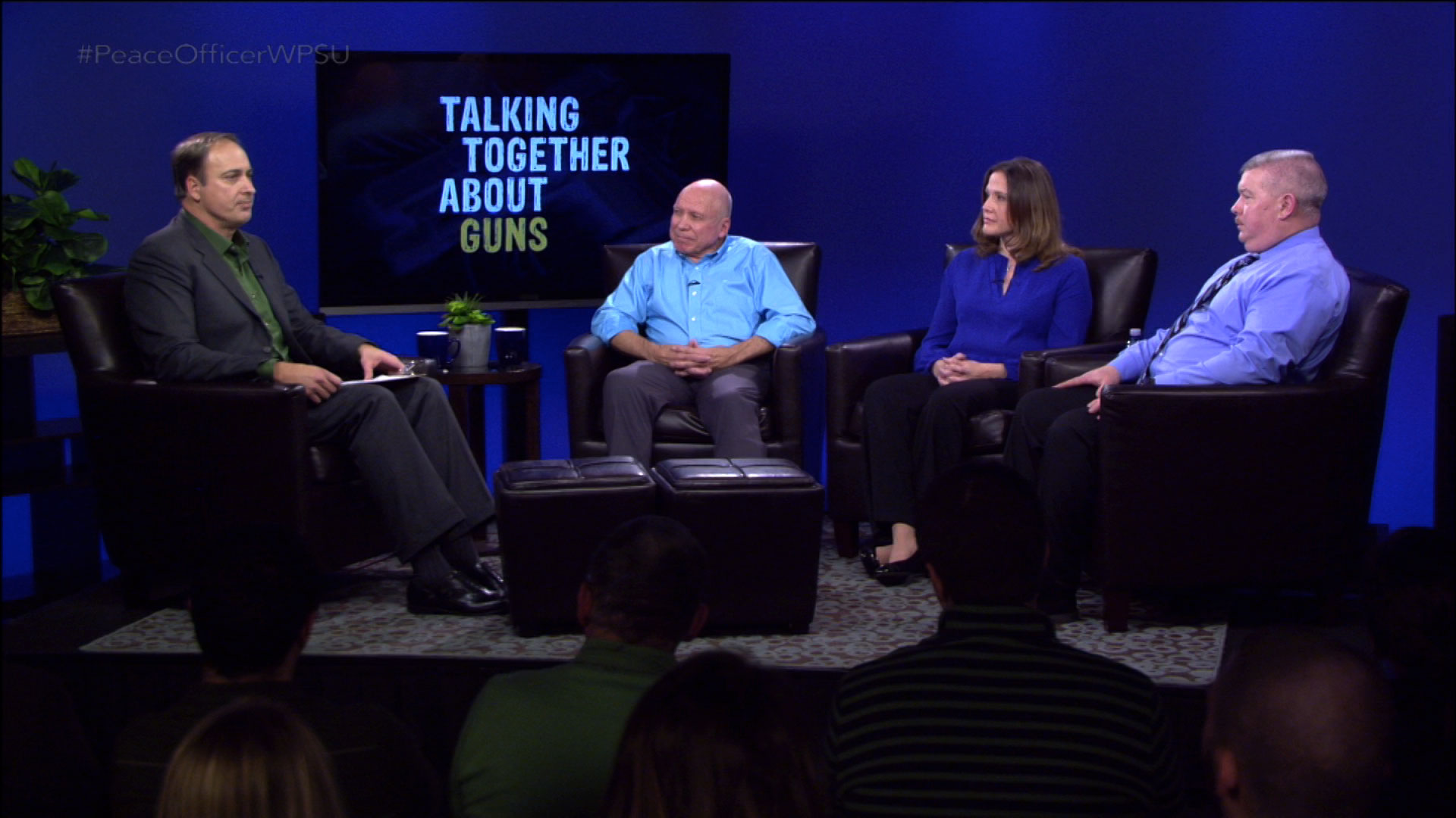 Discussion panel on the set of Talking Together About Guns: Peace Officer