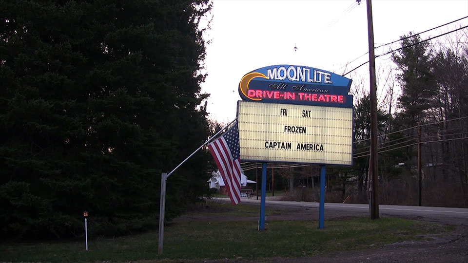 Marquee of the Moonlite Drive in Theater in Brookville, PA