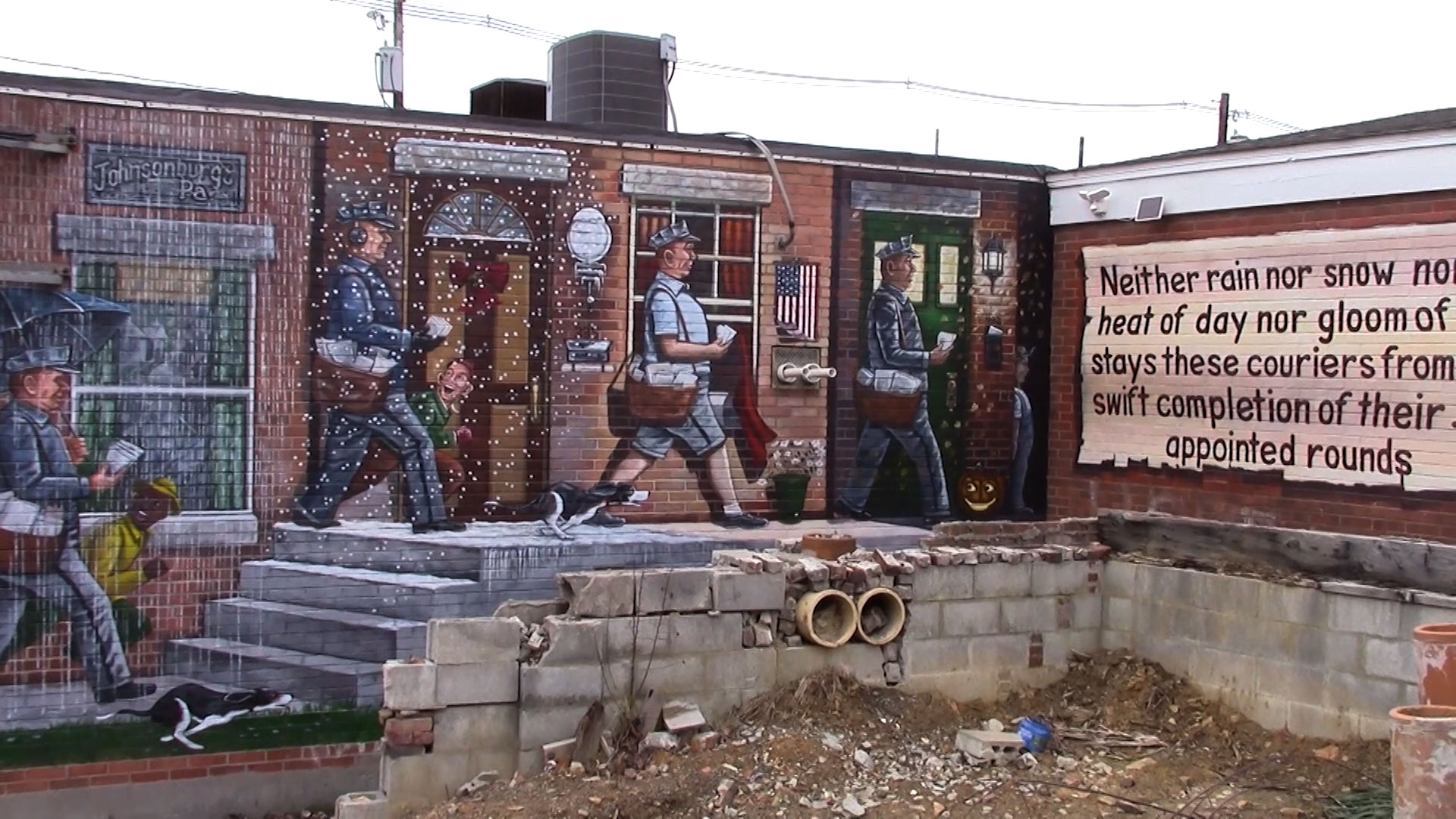 Mural on VFW building in downtown Johnsonburg