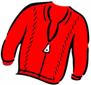 illustration of a red sweater with zipper front