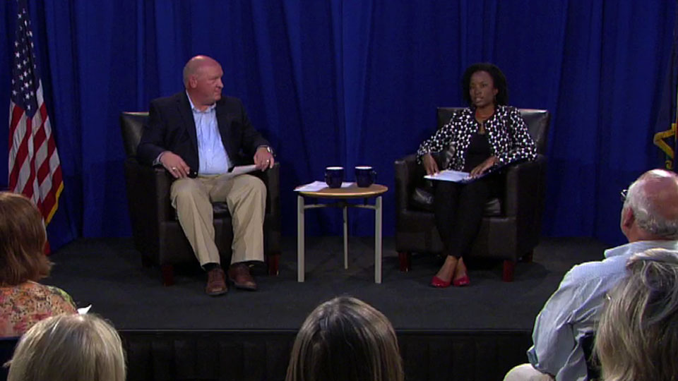 Congressman Glenn Thompson and WPSU's Cheraine Stanford on the set of The People's Business