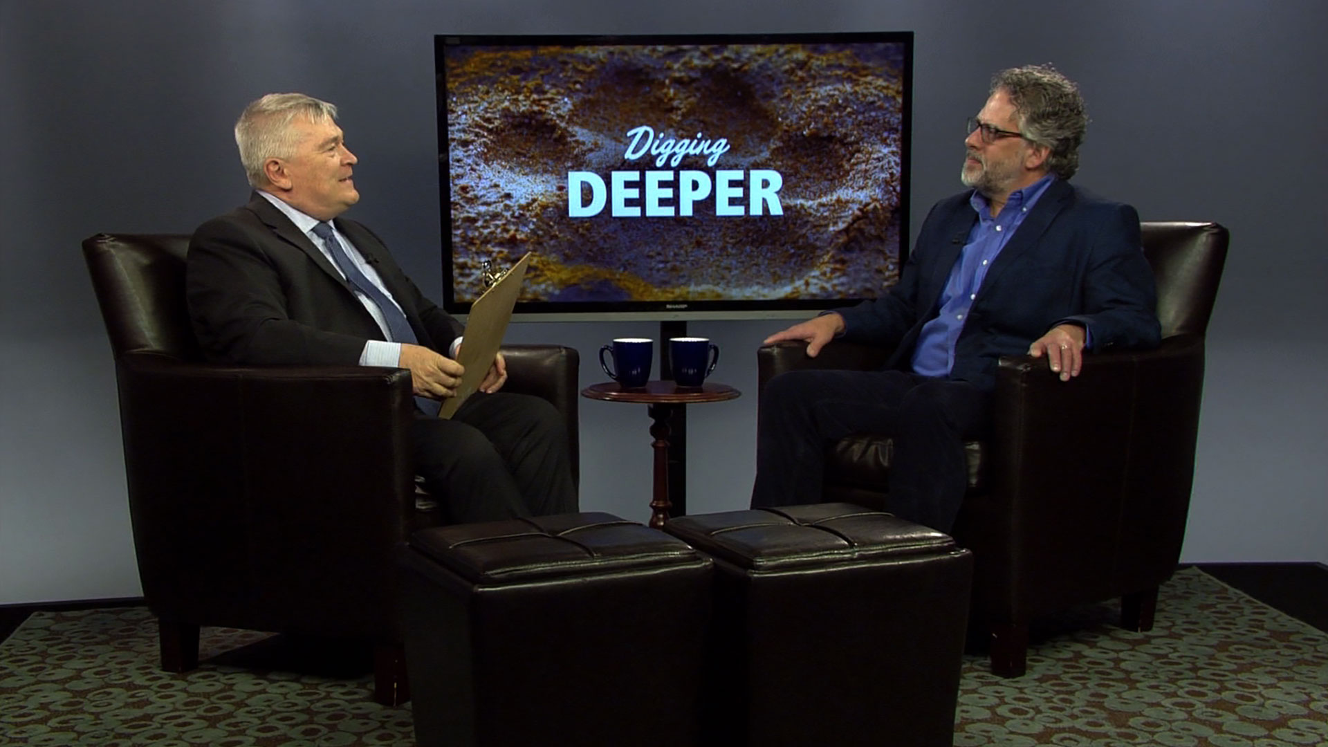 Eric Barron and guest on the set of Digging Deeper