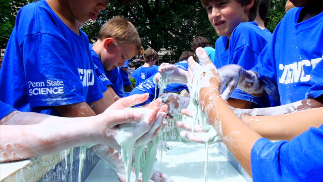 children playing with oobleck