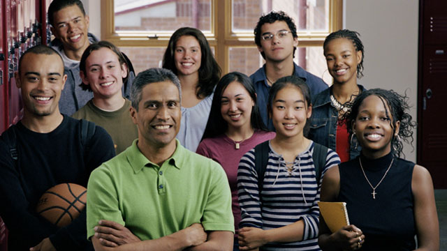 group of students with teacher