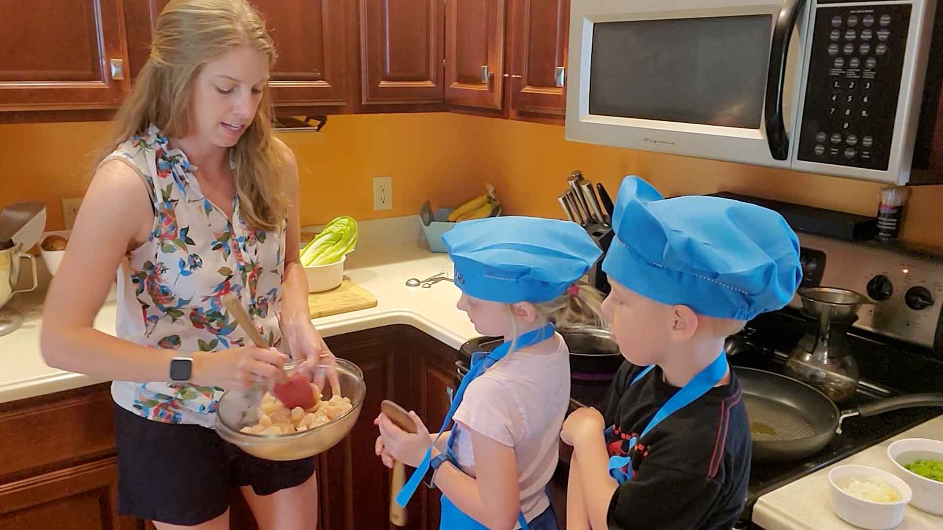 Cooking with Cassie and kids