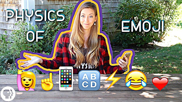 woman sitting with emojis in front of her