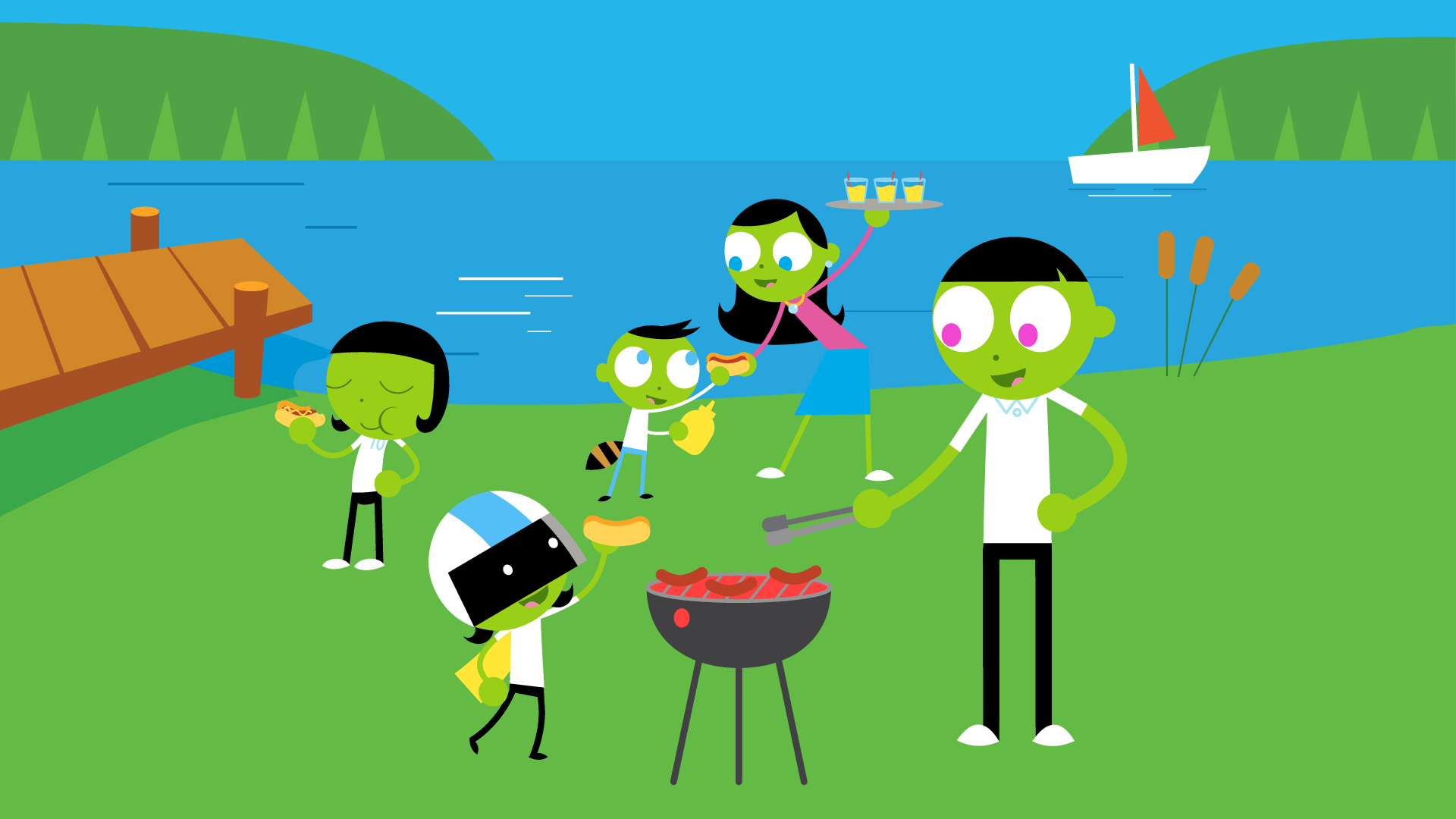 PBS Kids characters having a barbecue