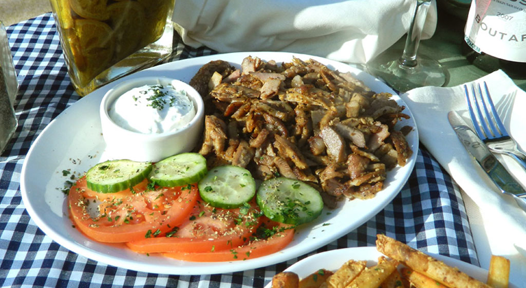 Plate of Greek food