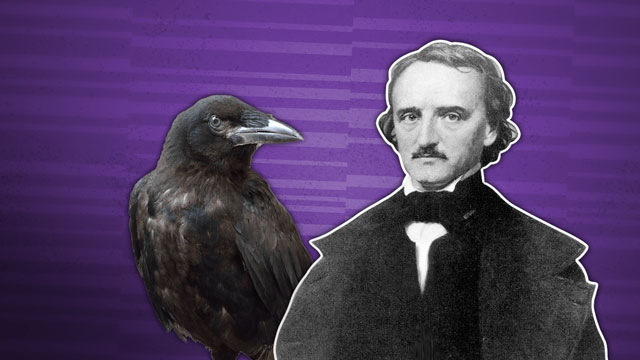 photo of Edgar Allen Poe and a raven