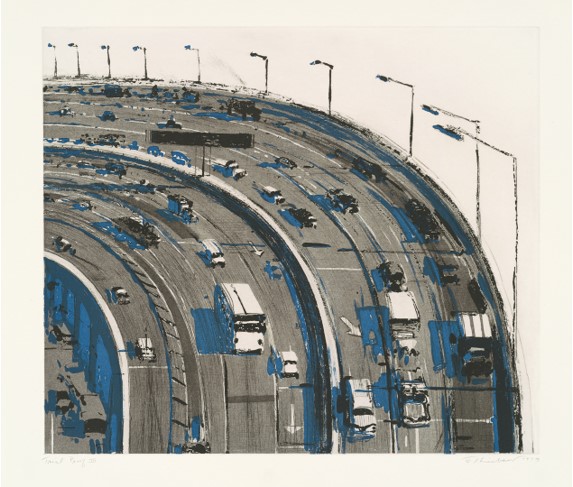 A painting of the Thiebaud Freeway Curve.