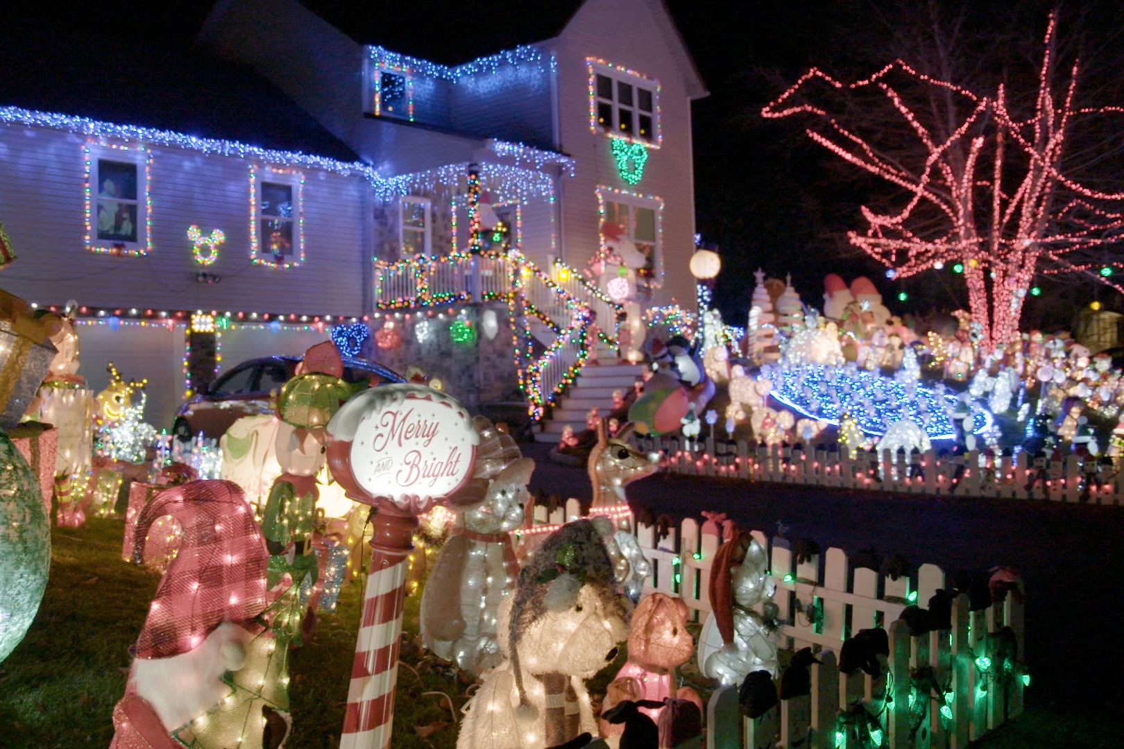 A colorful Christmas lights display