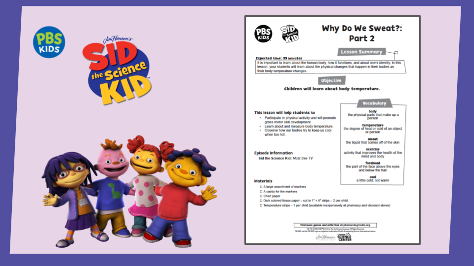 A group of cartoon characters next to a worksheet.