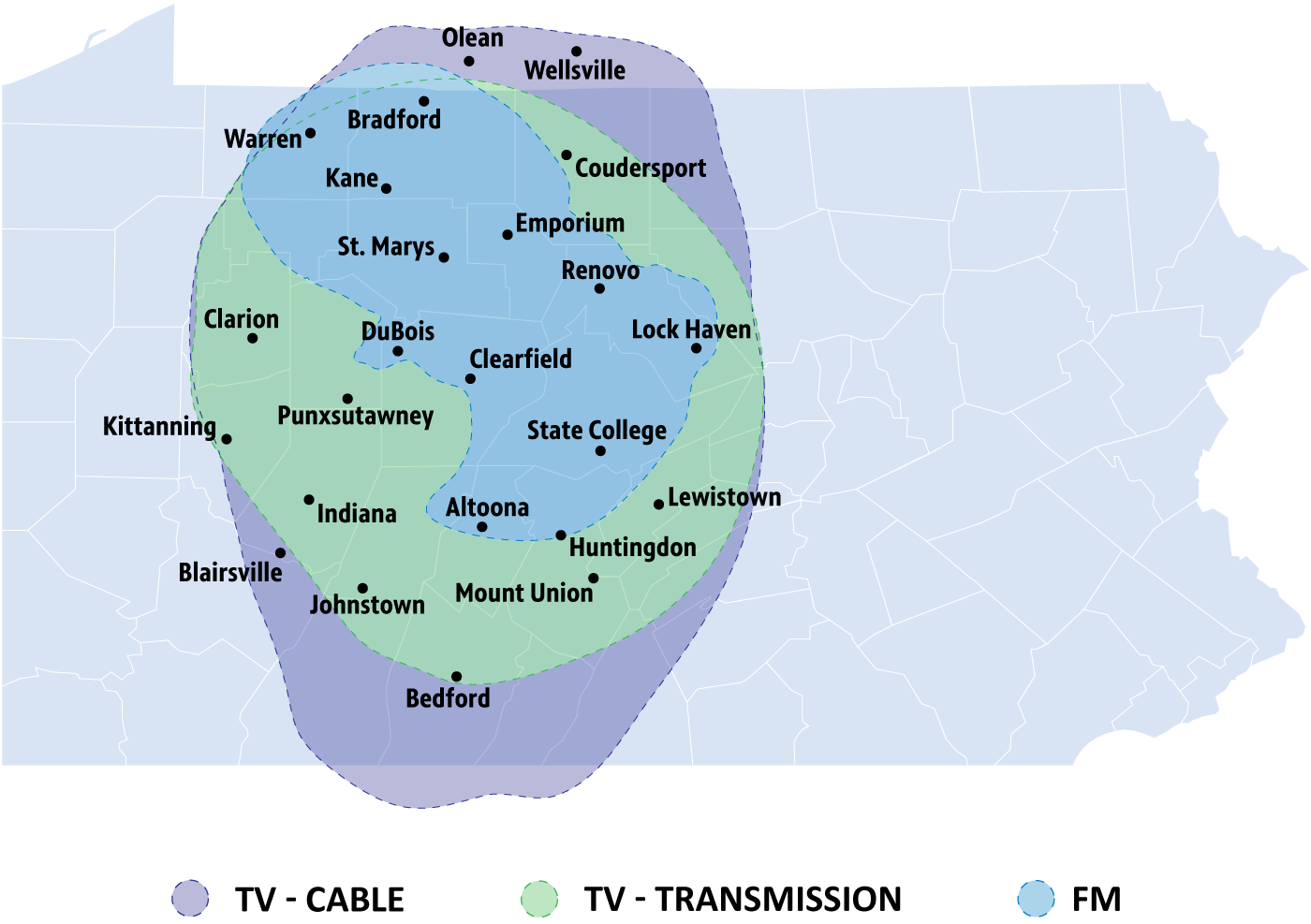 PA map with center region highlighted