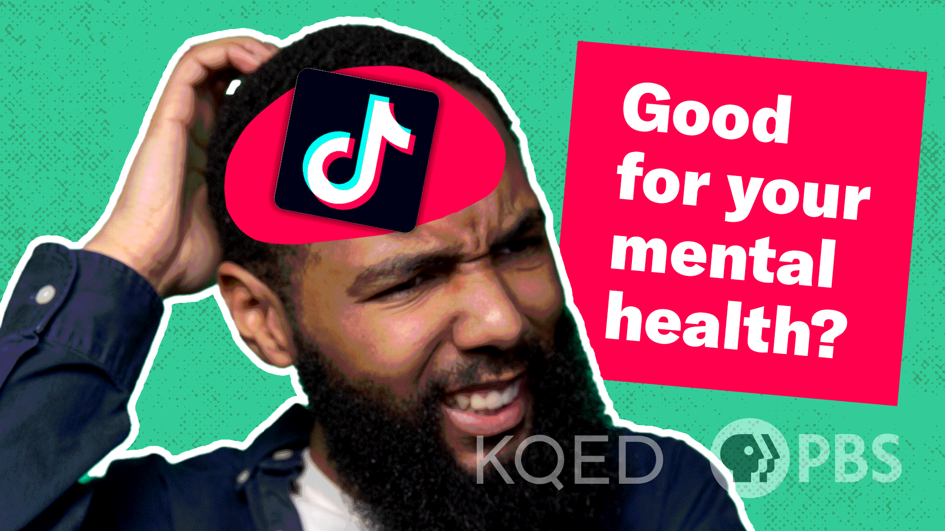 A Black man scratches his head with a TikTok icon over his head.
