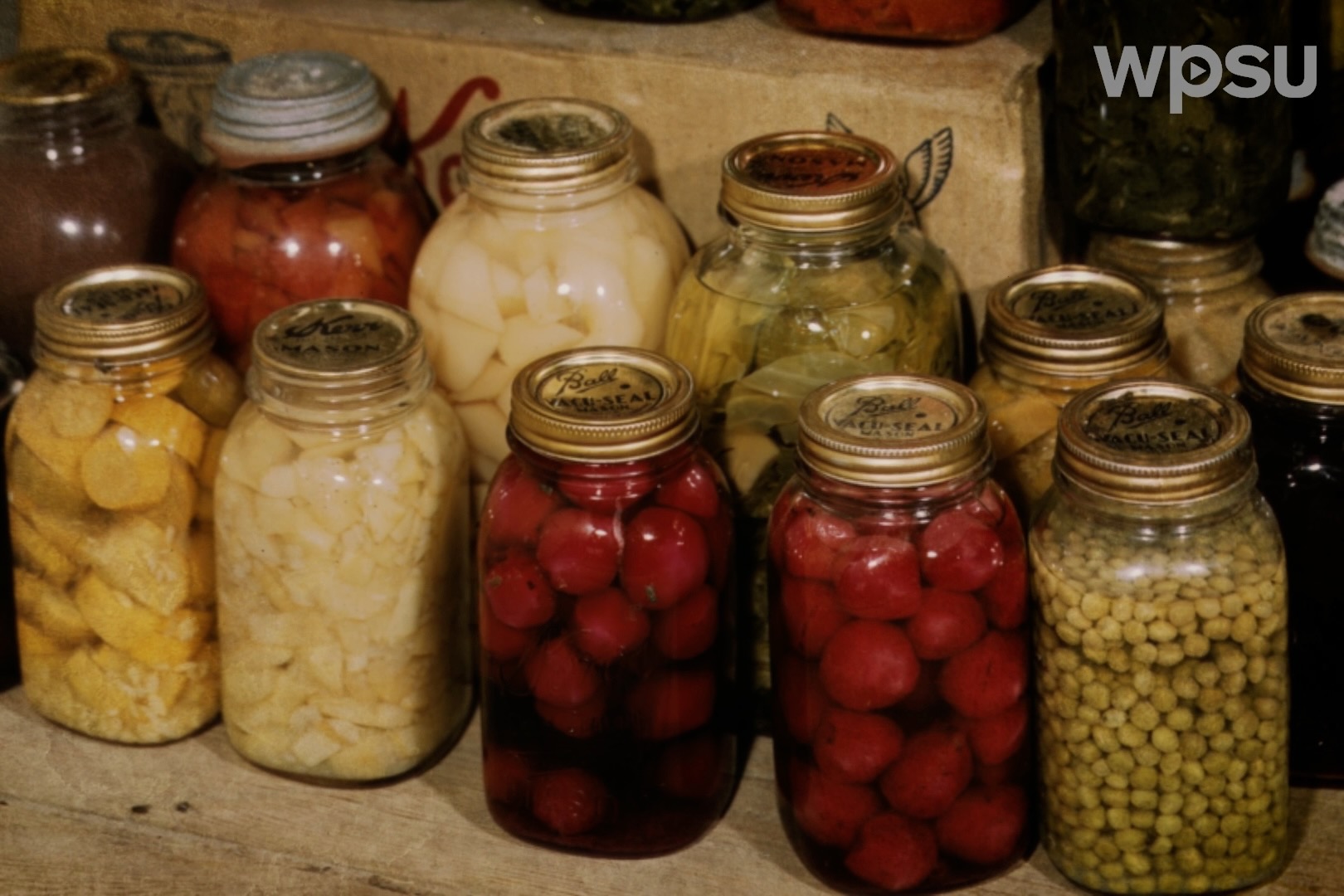 Vegetables in canning jars.