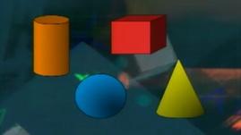 Shapes including a cylinder, cube, sphere, and cone.