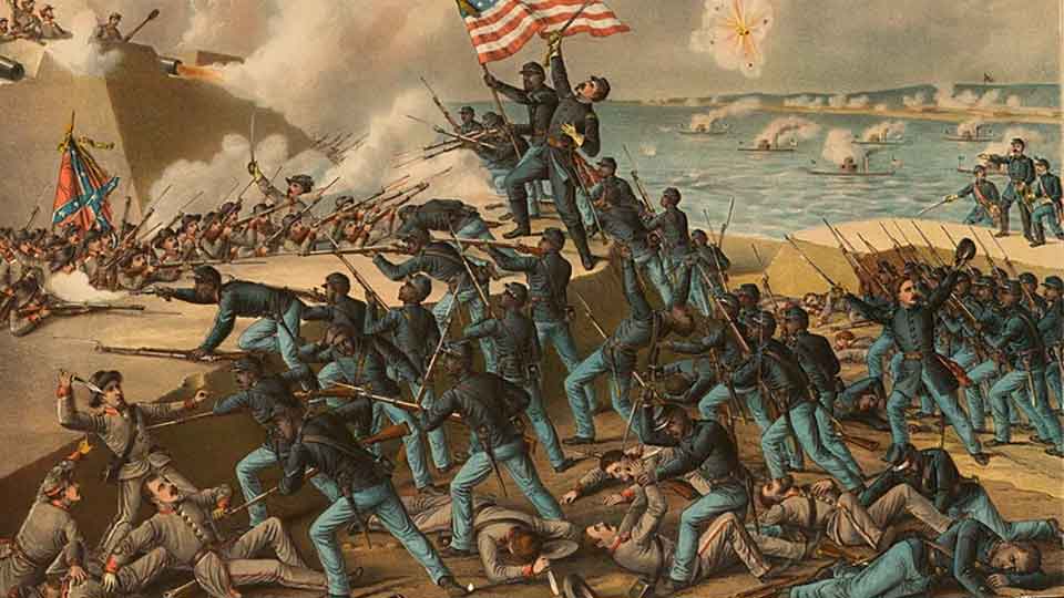 Artwork of civil war battle.