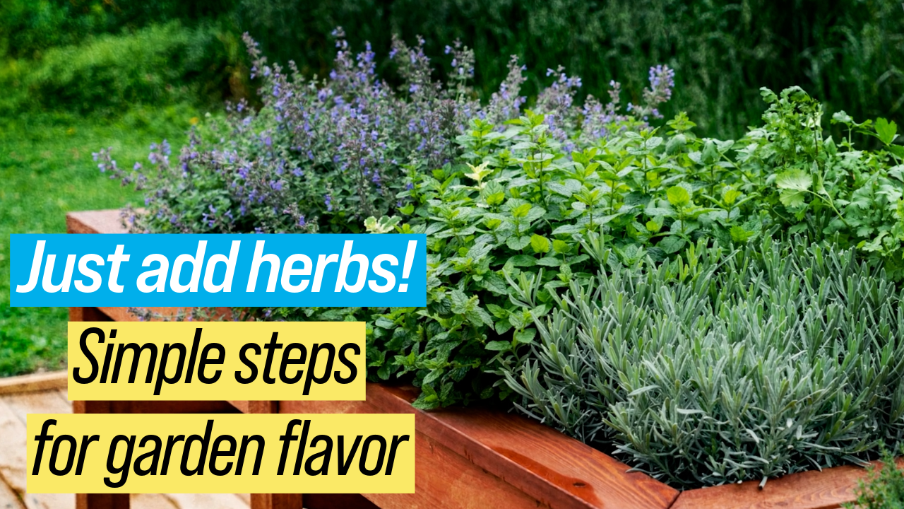 An image of herbs planted in a raised garden bed.